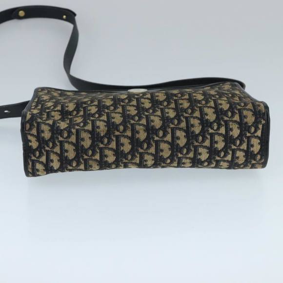 Christian Dior Trotter Canvas Clutch Bag Beige Navy Gold Auth 97851 - Picture 9 of 16